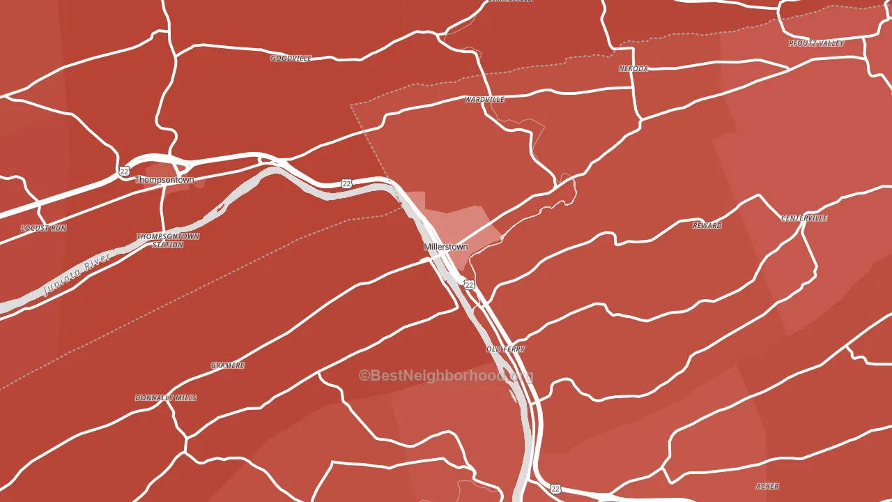 Millerstown, PA block-group political-lean map