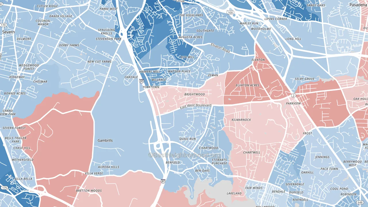 Millersville, MD block-group political-lean map