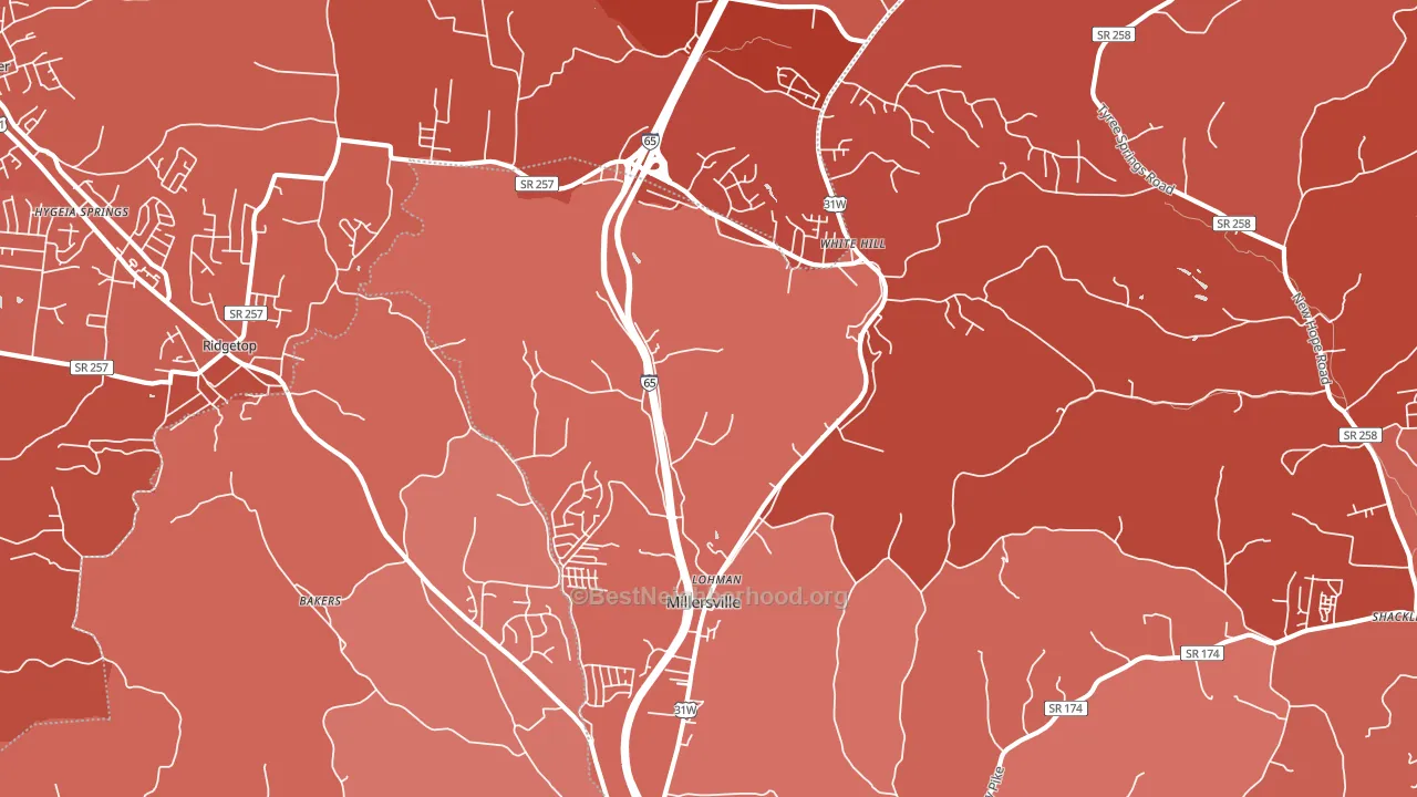 Millersville, TN block-group political-lean map