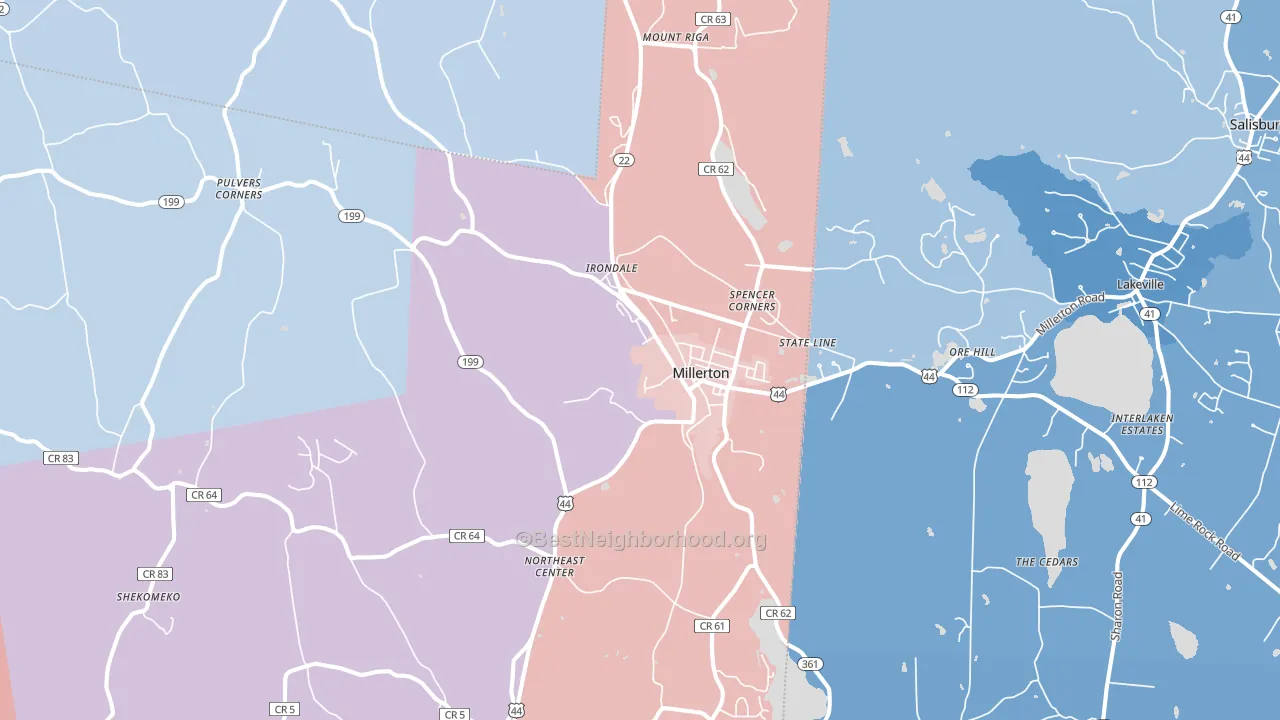 Millerton, NY block-group political-lean map
