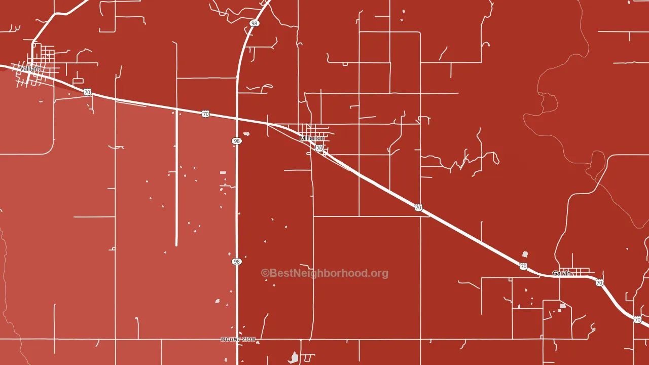 Millerton, OK block-group political-lean map