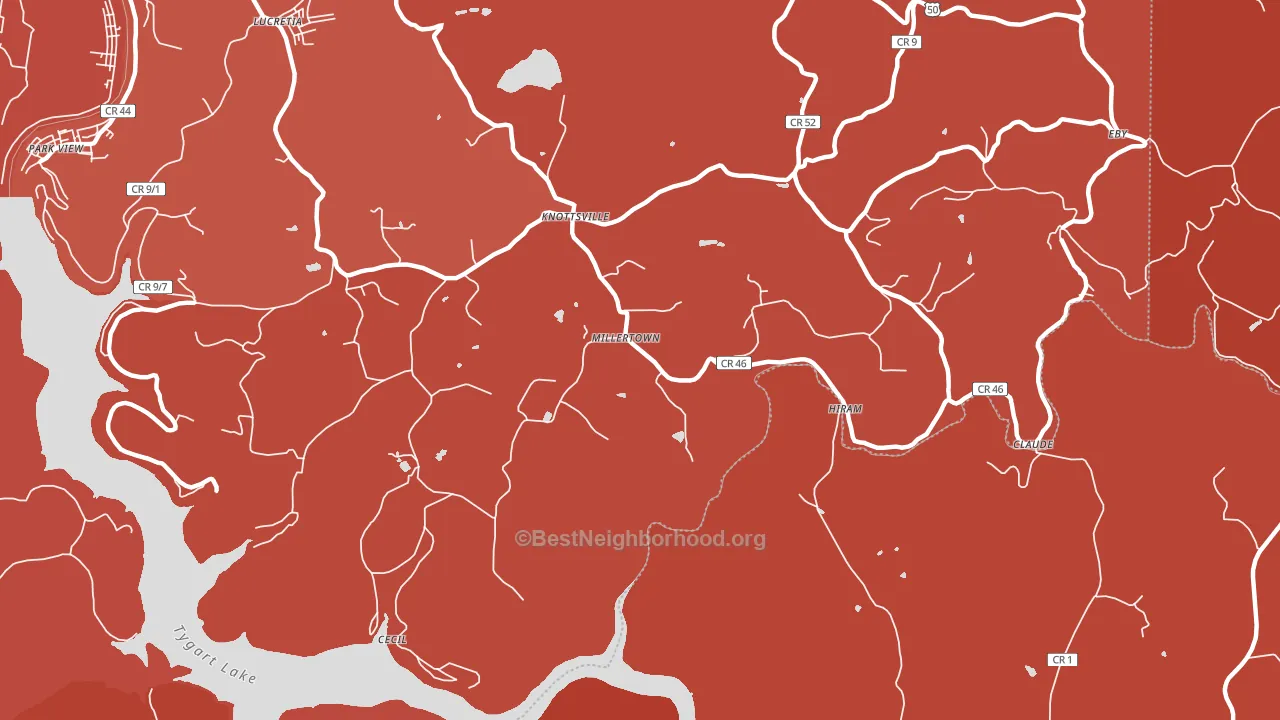 Millertown, WV block-group political-lean map
