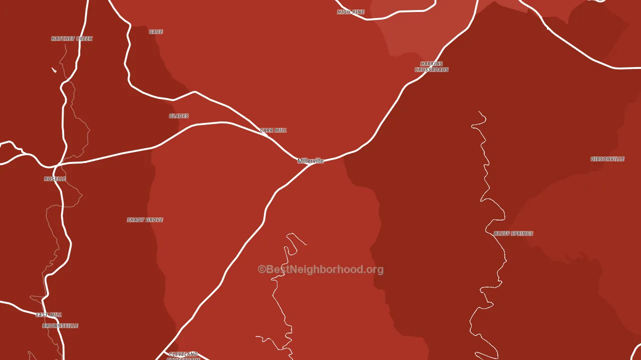 Millerville, AL block-group political-lean map