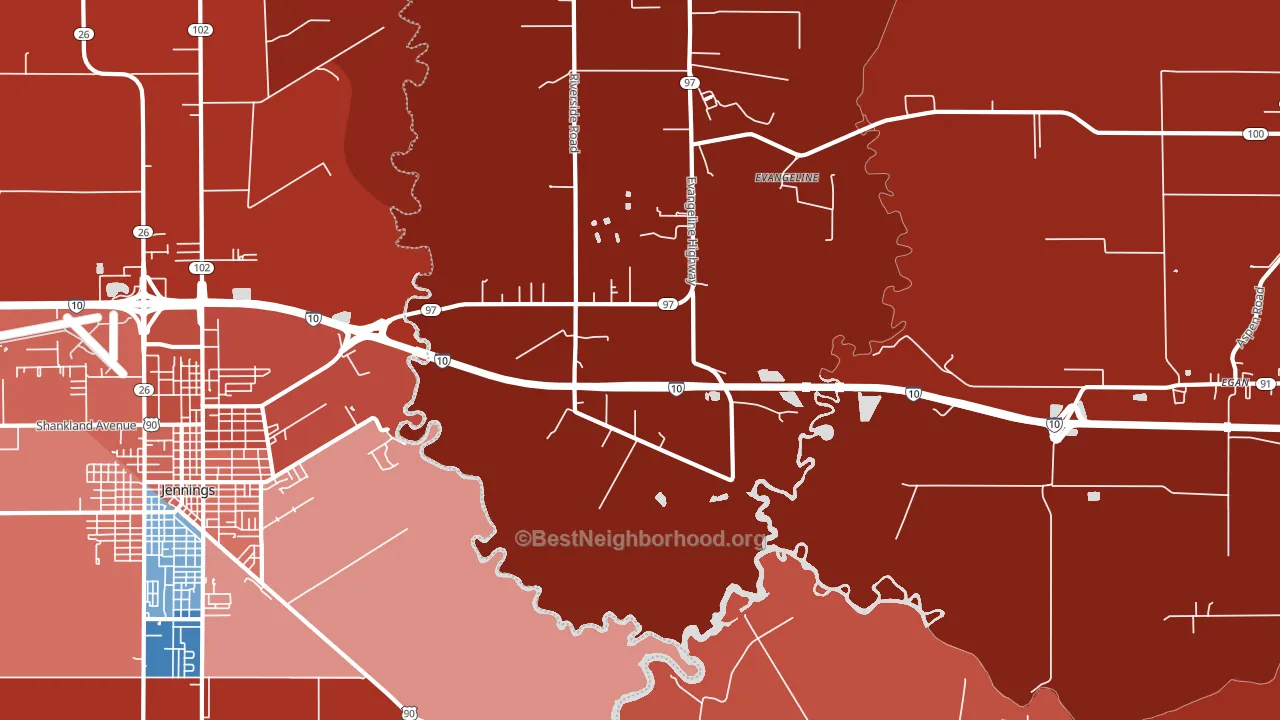 Millerville, LA block-group political-lean map