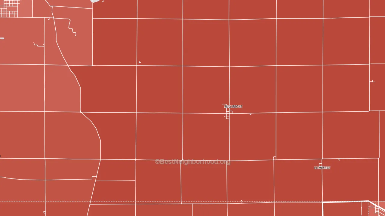Millgrove, IN block-group political-lean map