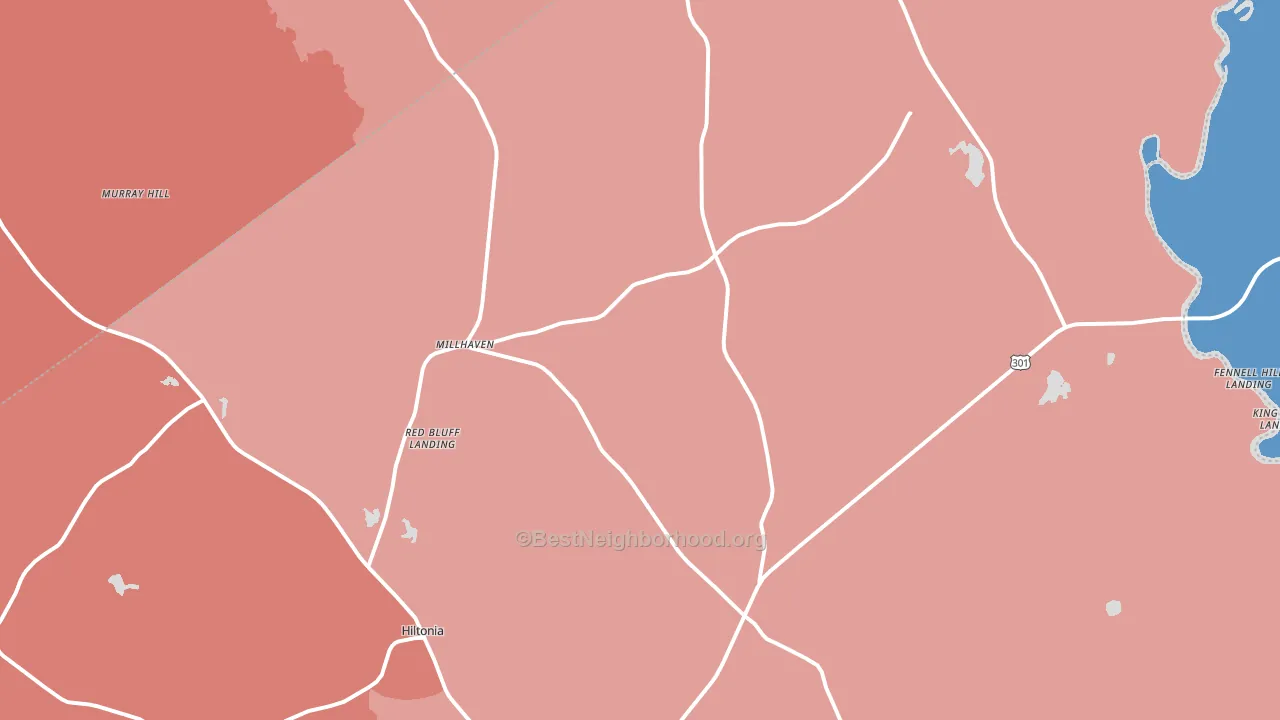 Millhaven, GA block-group political-lean map