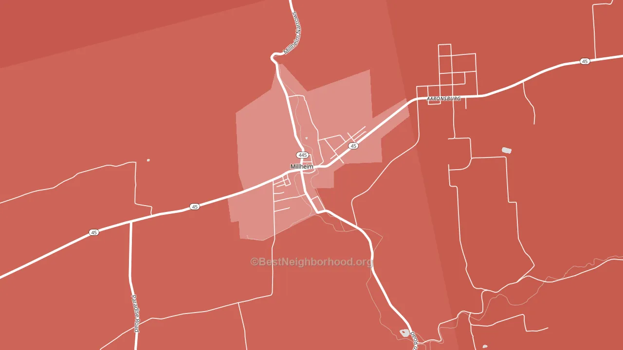 Millheim, PA block-group political-lean map