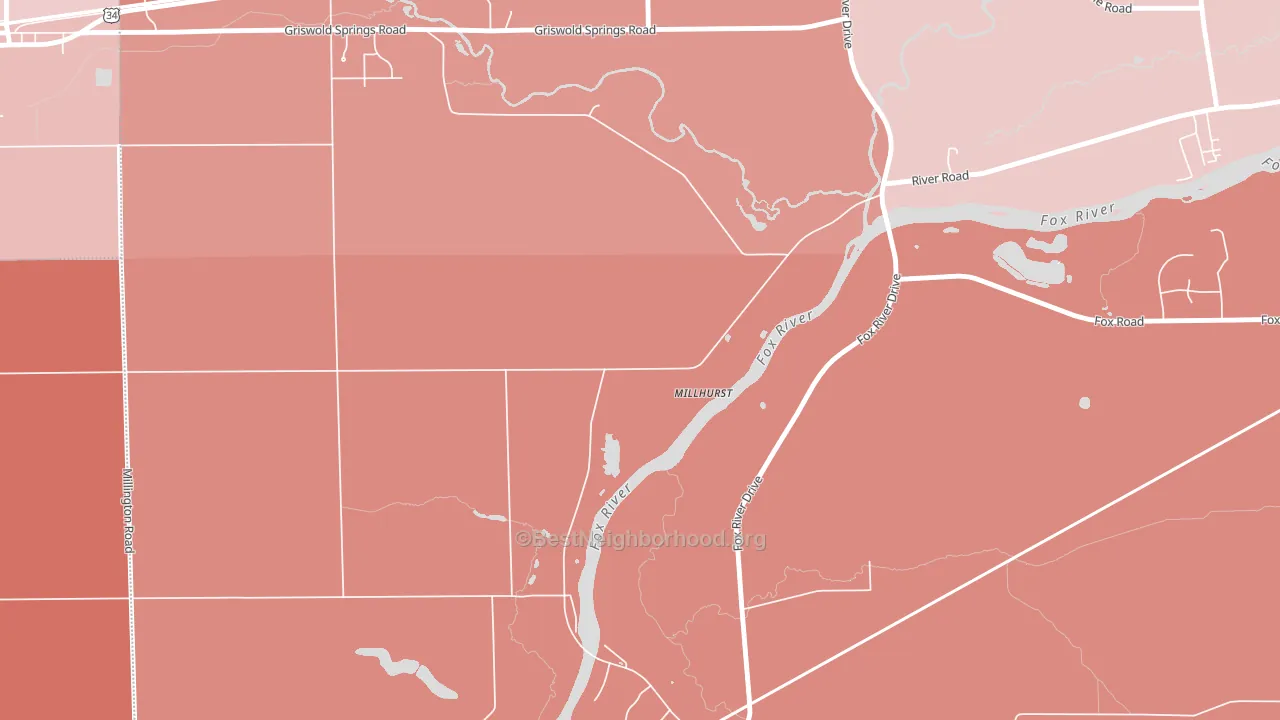 Millhurst, IL block-group political-lean map