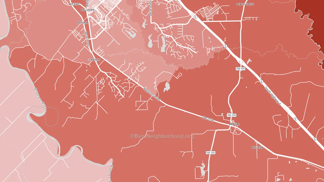 Millican, TX block-group political-lean map