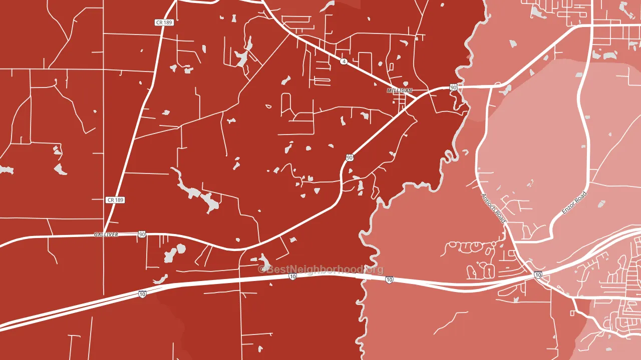 Milligan, FL block-group political-lean map