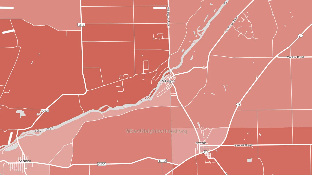 Millington, IL block-group political-lean map