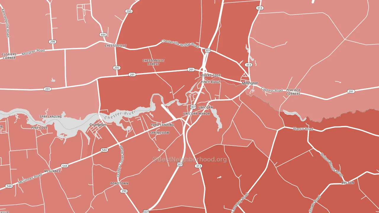 Millington, MD block-group political-lean map
