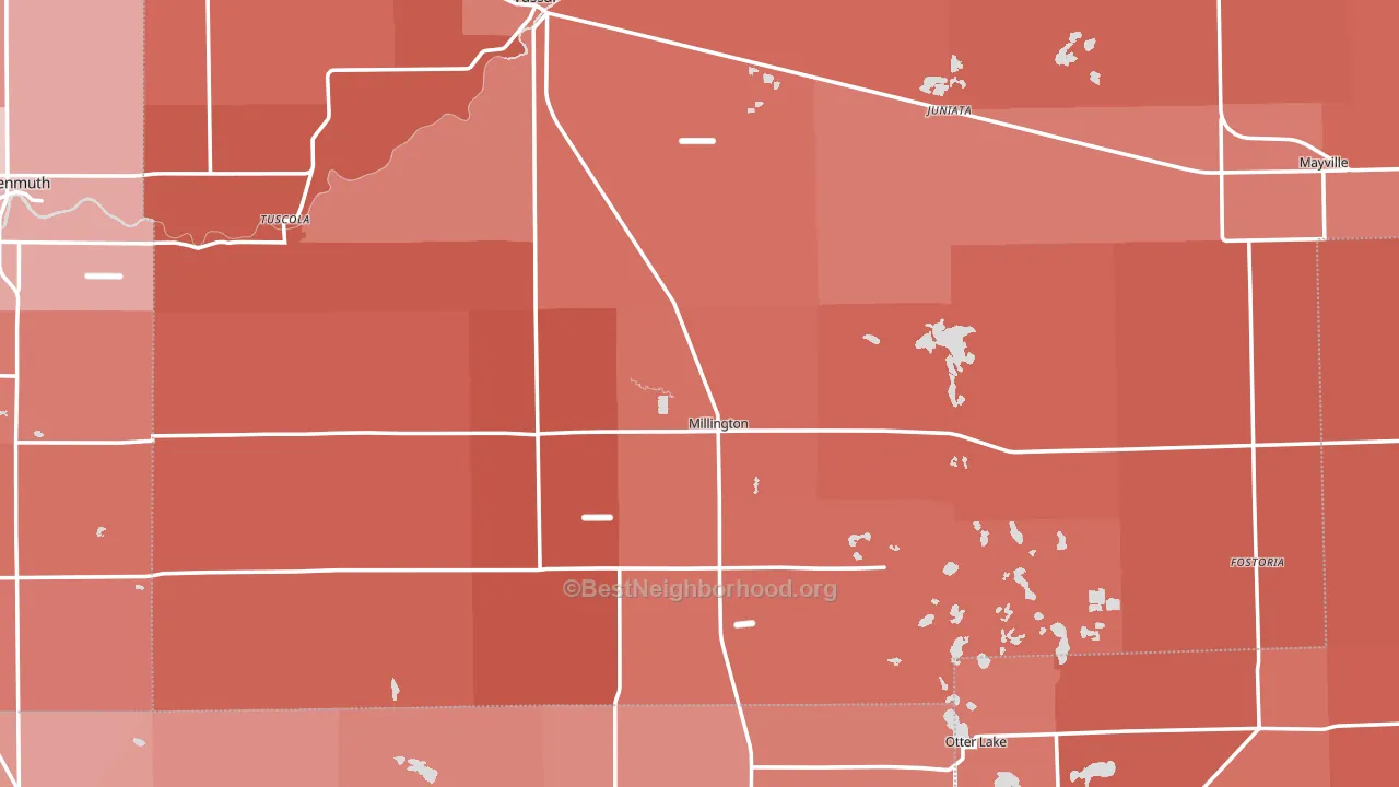 Millington, MI block-group political-lean map