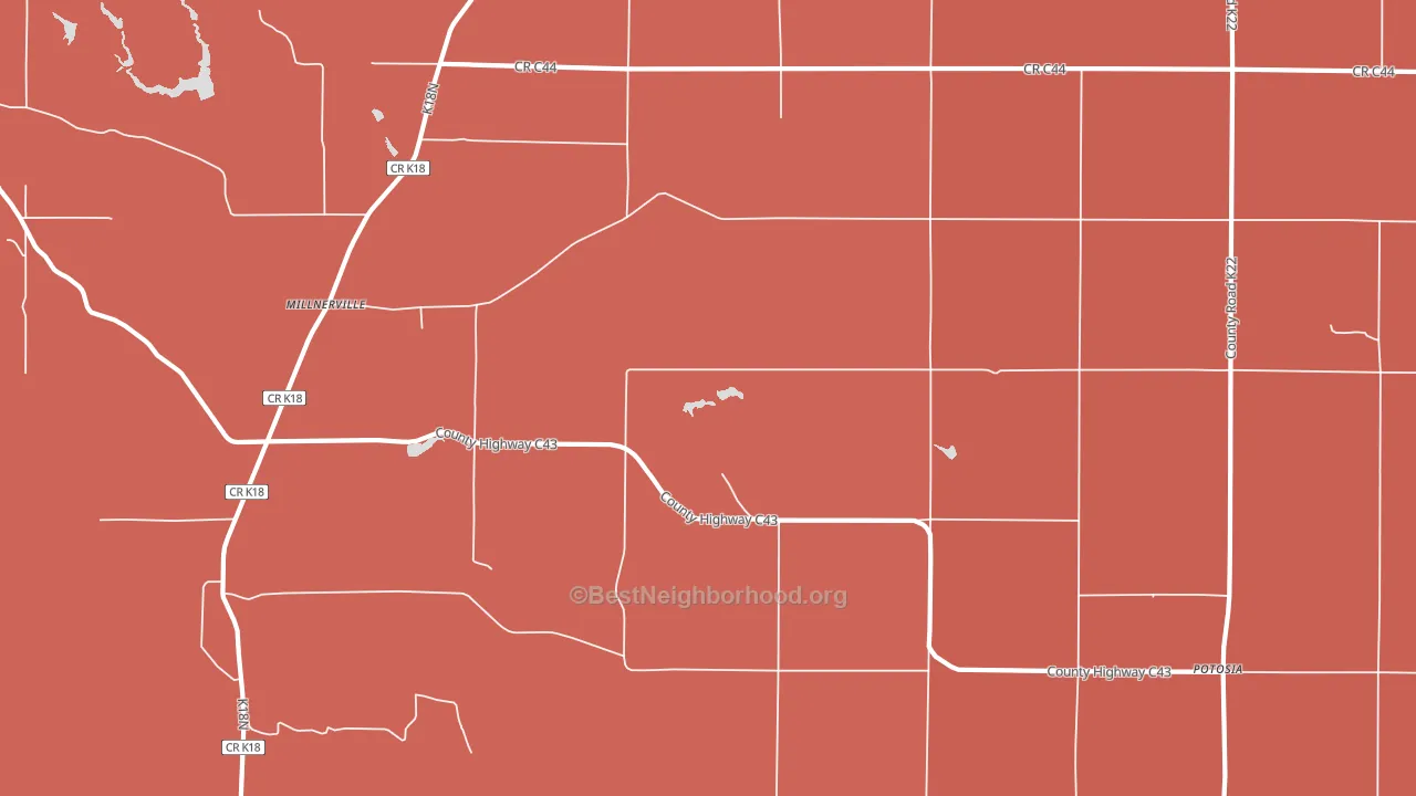 Millnerville, IA block-group political-lean map