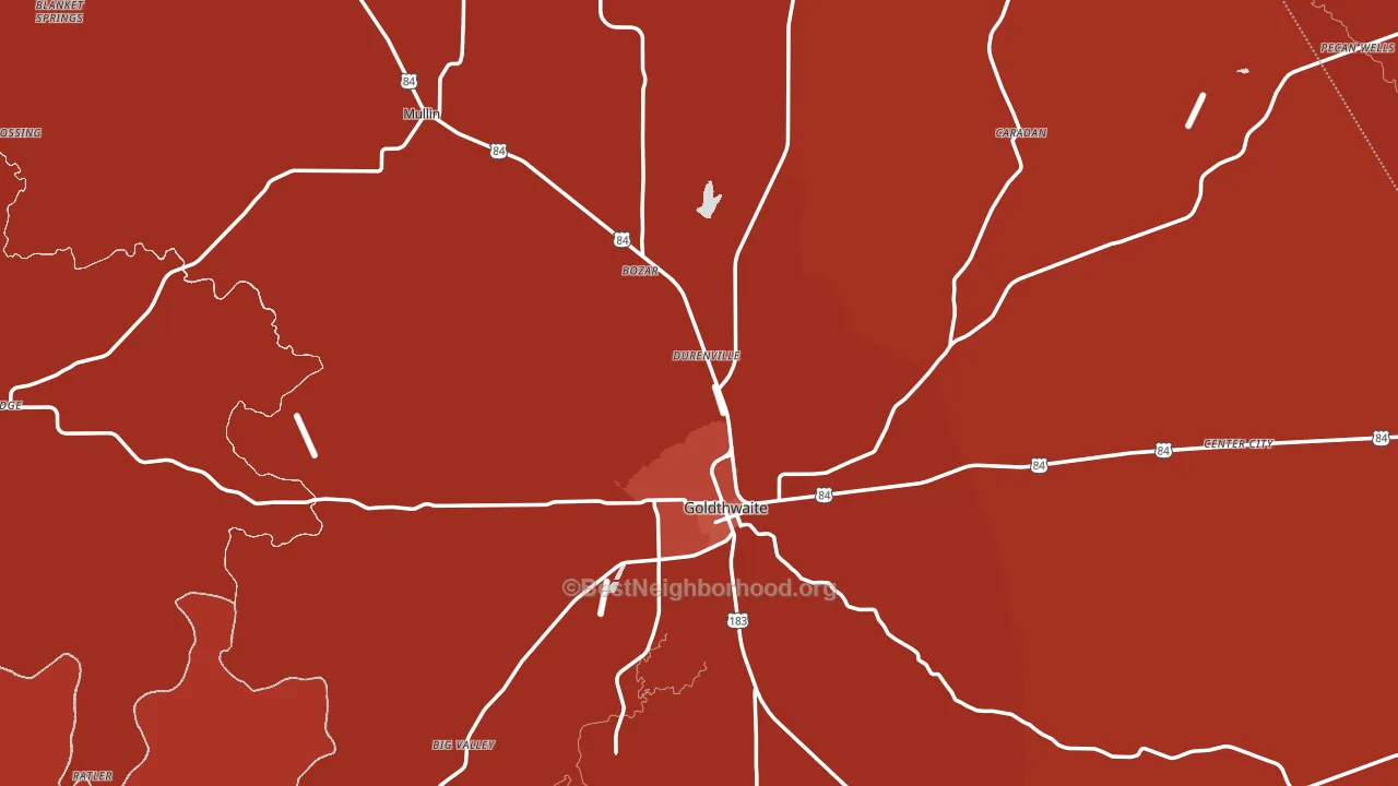 Mills County, TX block-group political-lean map