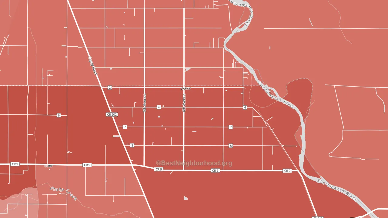 Mills Orchard, CA block-group political-lean map