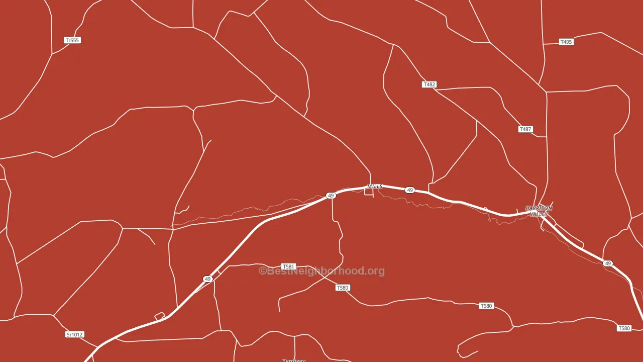 Mills, PA block-group political-lean map