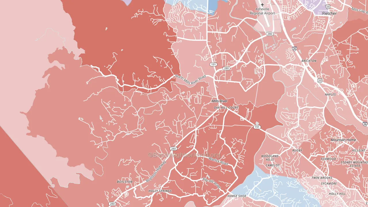 Mills River, NC block-group political-lean map