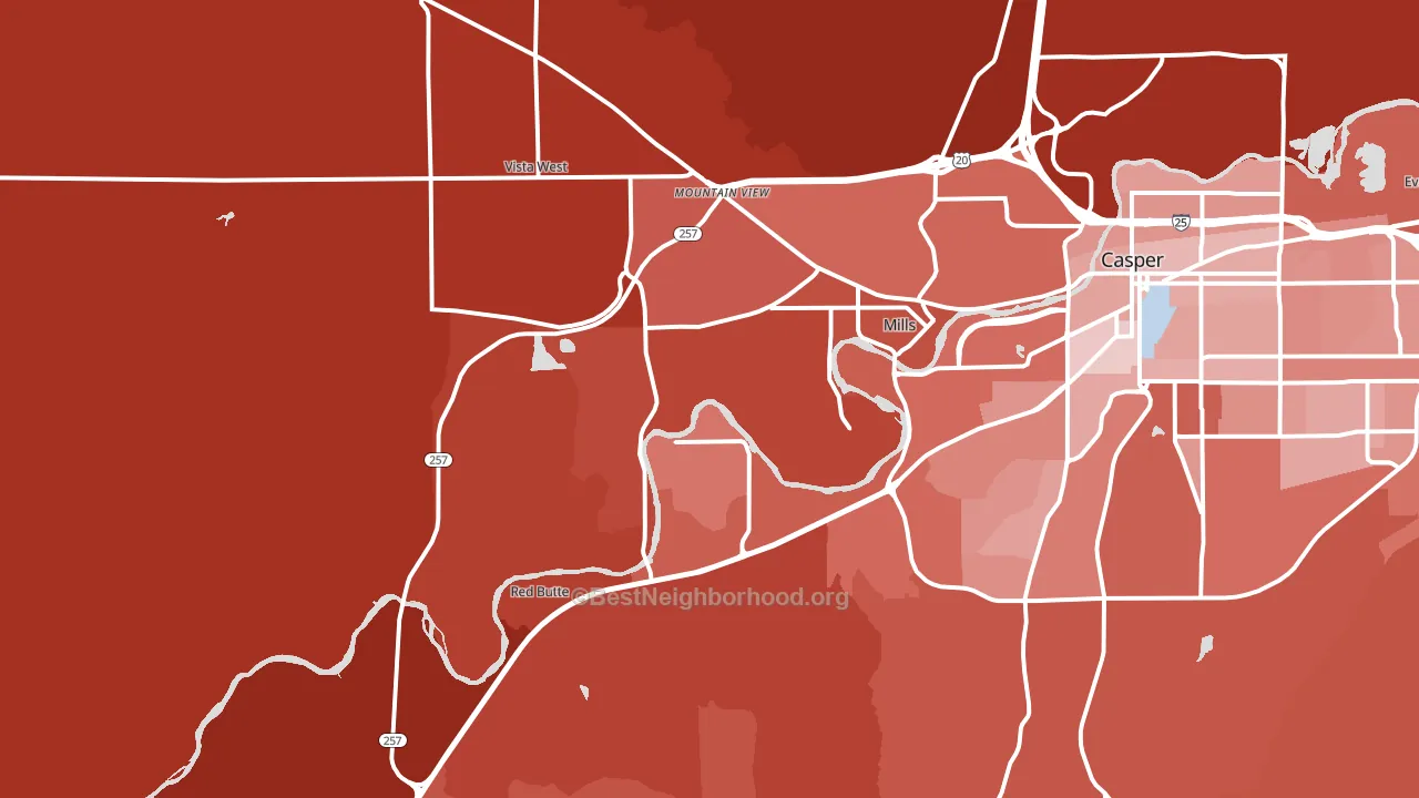 Mills, WY block-group political-lean map