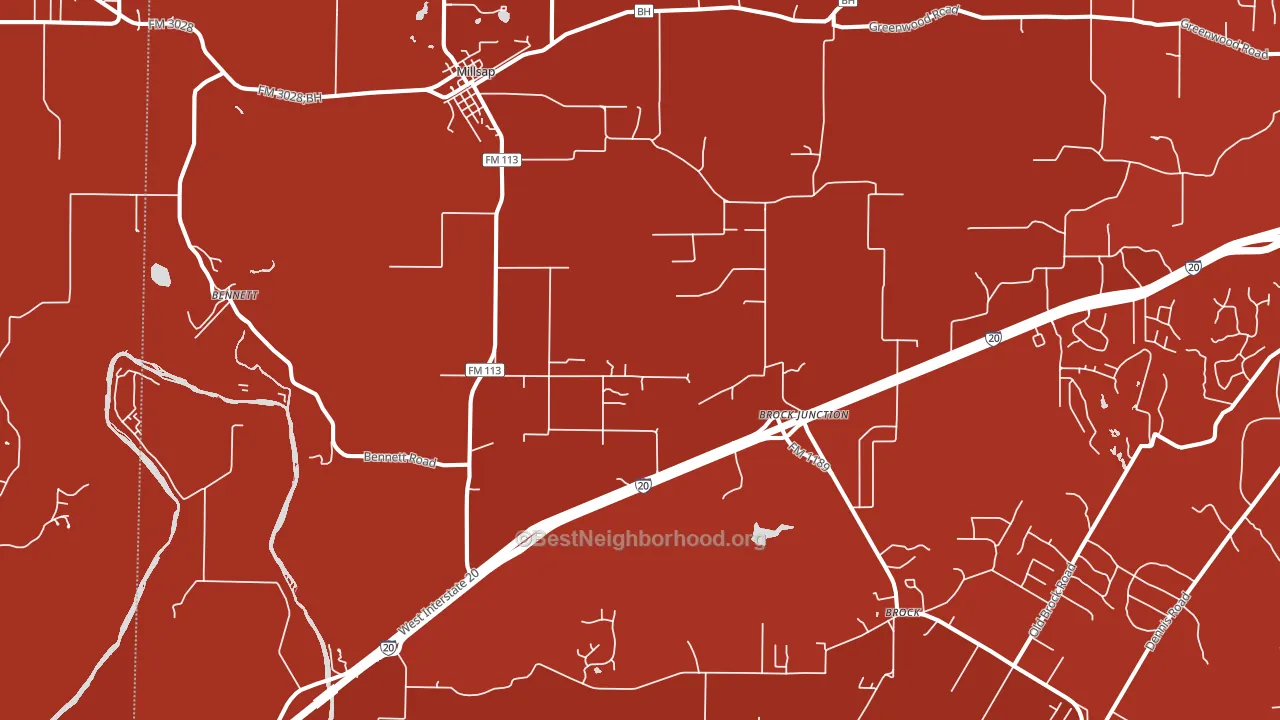 Millsap, TX block-group political-lean map