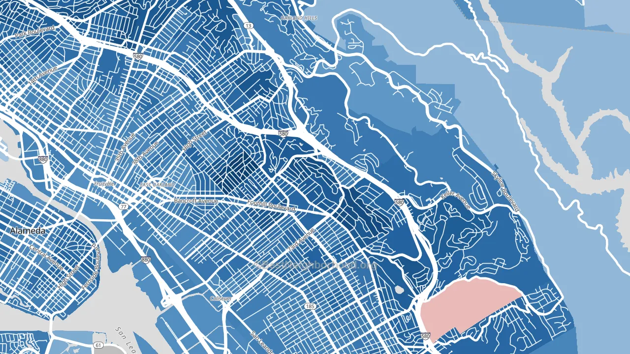 Millsmont, Oakland, CA block-group political-lean map