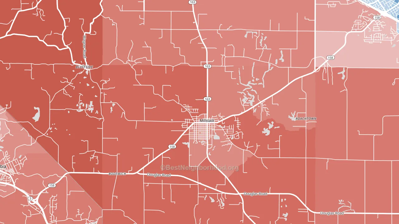 Millstadt, IL block-group political-lean map