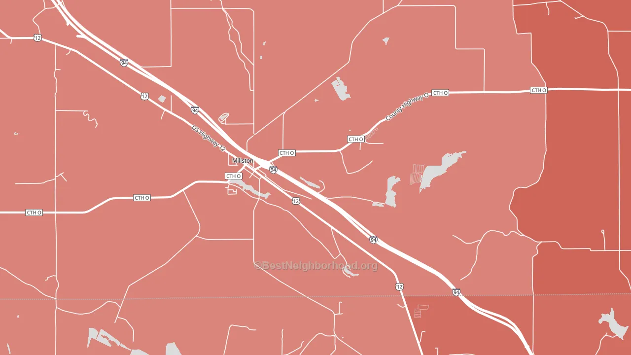 Millston, WI block-group political-lean map