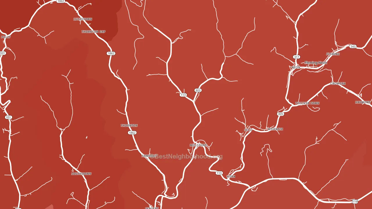 Millstone, KY block-group political-lean map