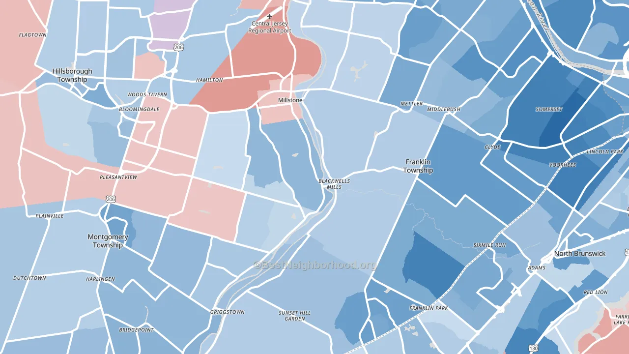 Millstone, NJ block-group political-lean map