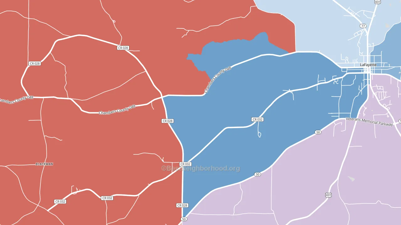 Milltown, AL block-group political-lean map