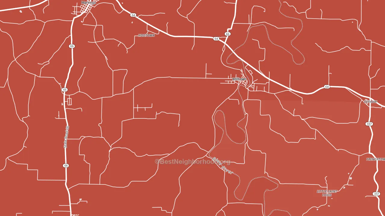 Milltown, IN block-group political-lean map