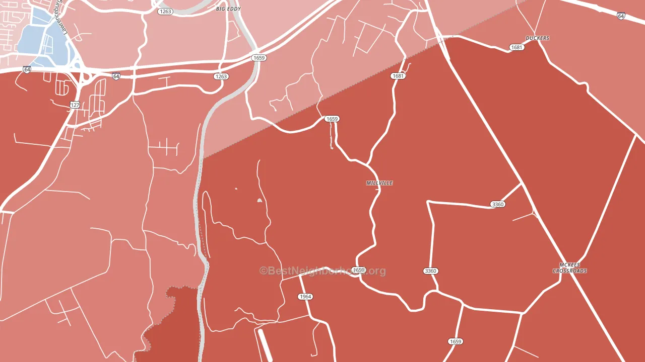 Millville, KY block-group political-lean map