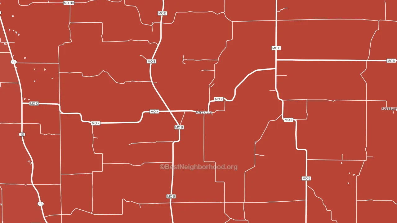 Millville, MO block-group political-lean map