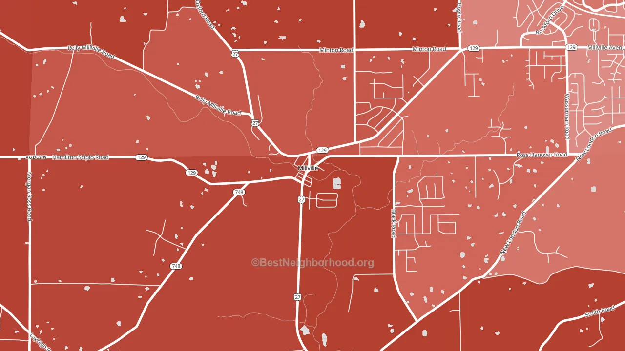 Millville, OH block-group political-lean map