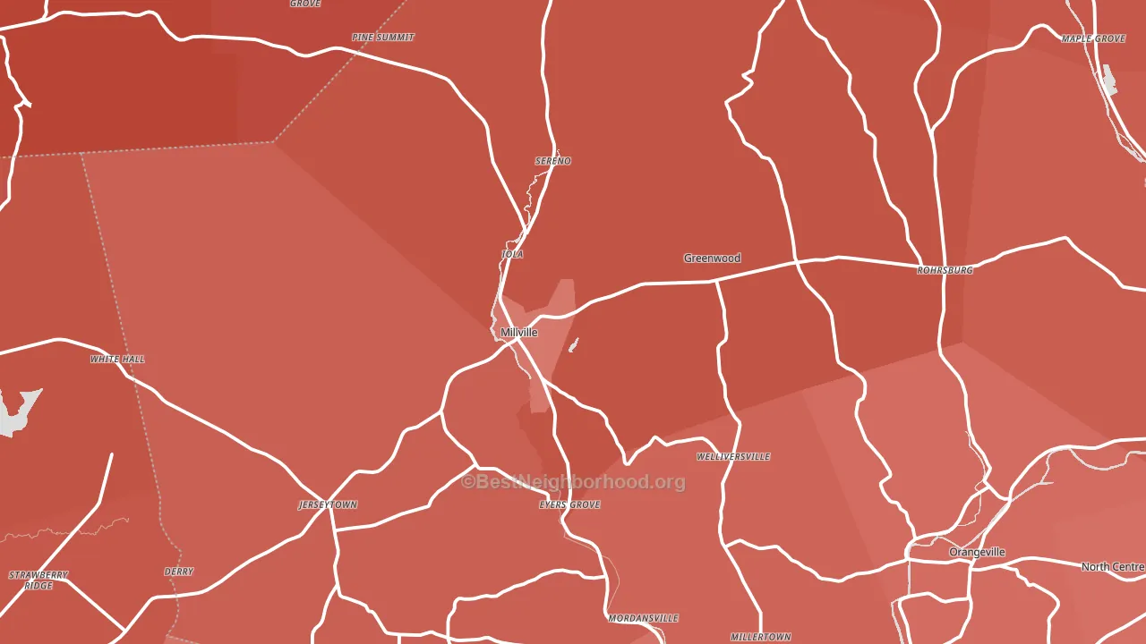 Millville, PA block-group political-lean map