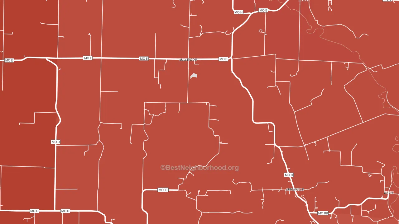 Millwood, MO block-group political-lean map