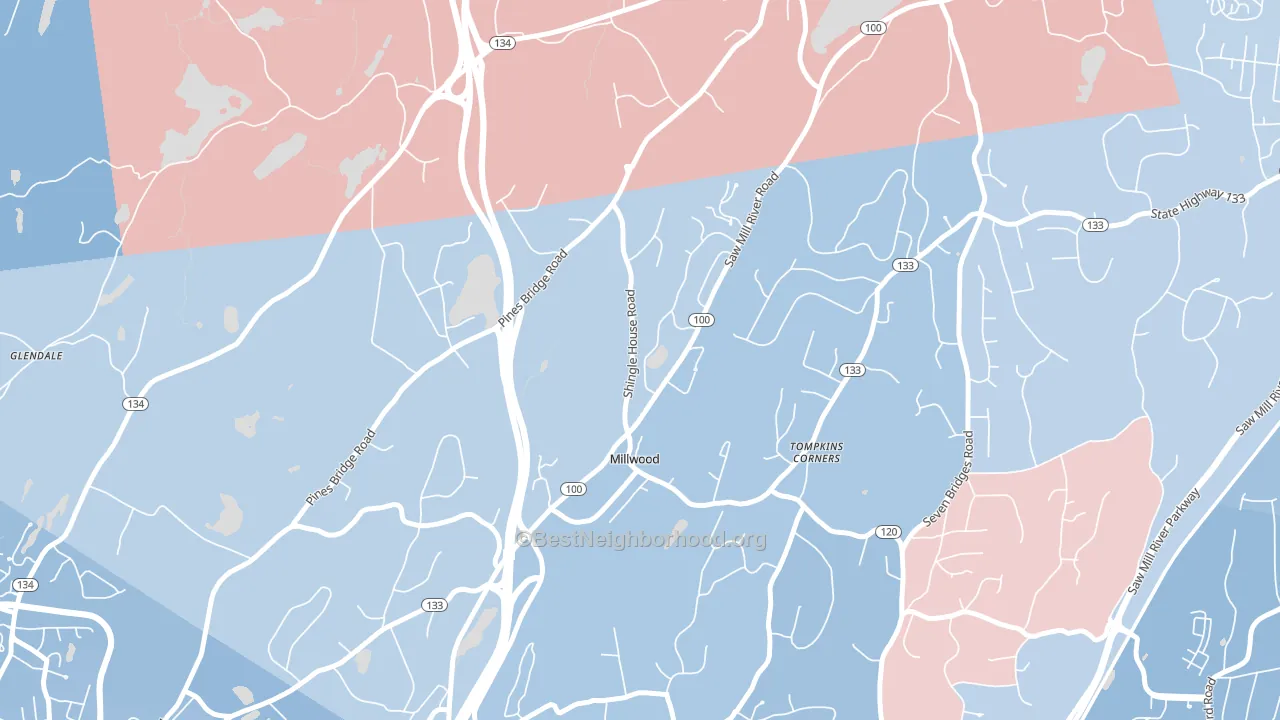 Millwood, NY block-group political-lean map