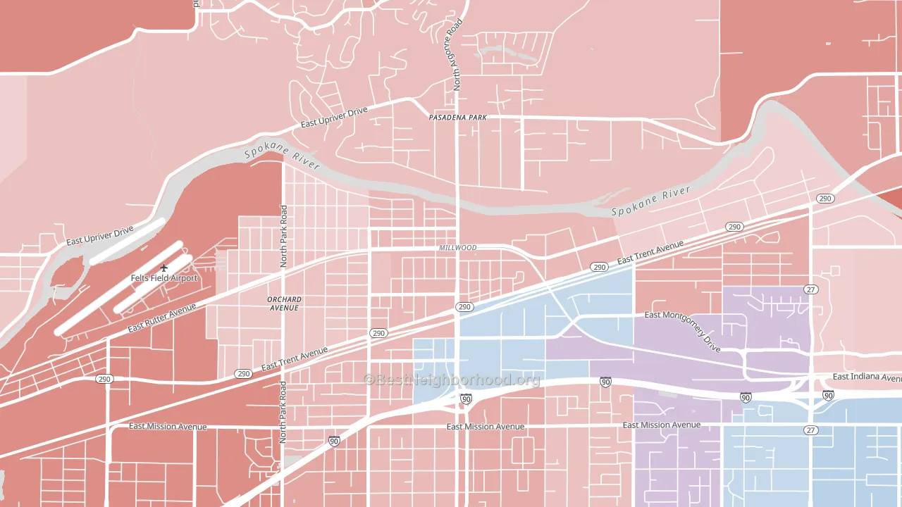 Millwood, WA block-group political-lean map