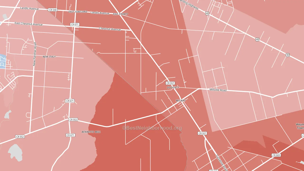 Milmay, NJ block-group political-lean map