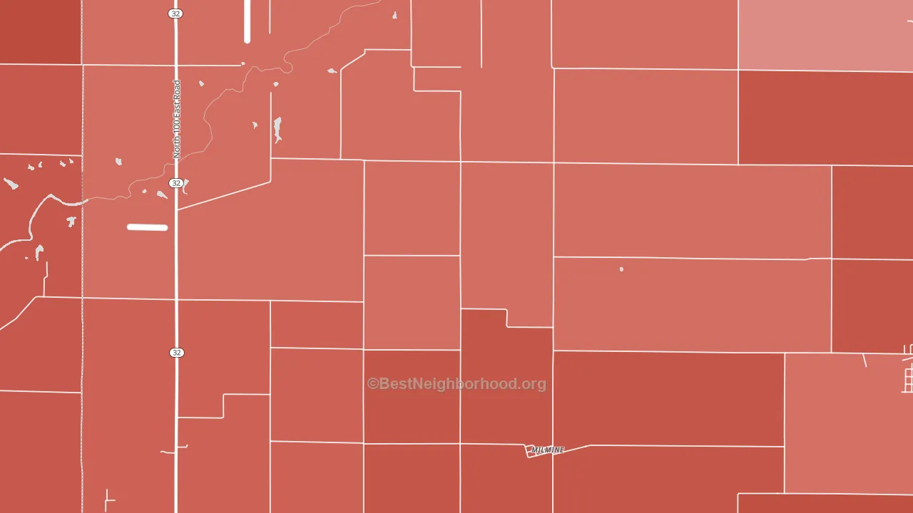 Milmine, IL block-group political-lean map