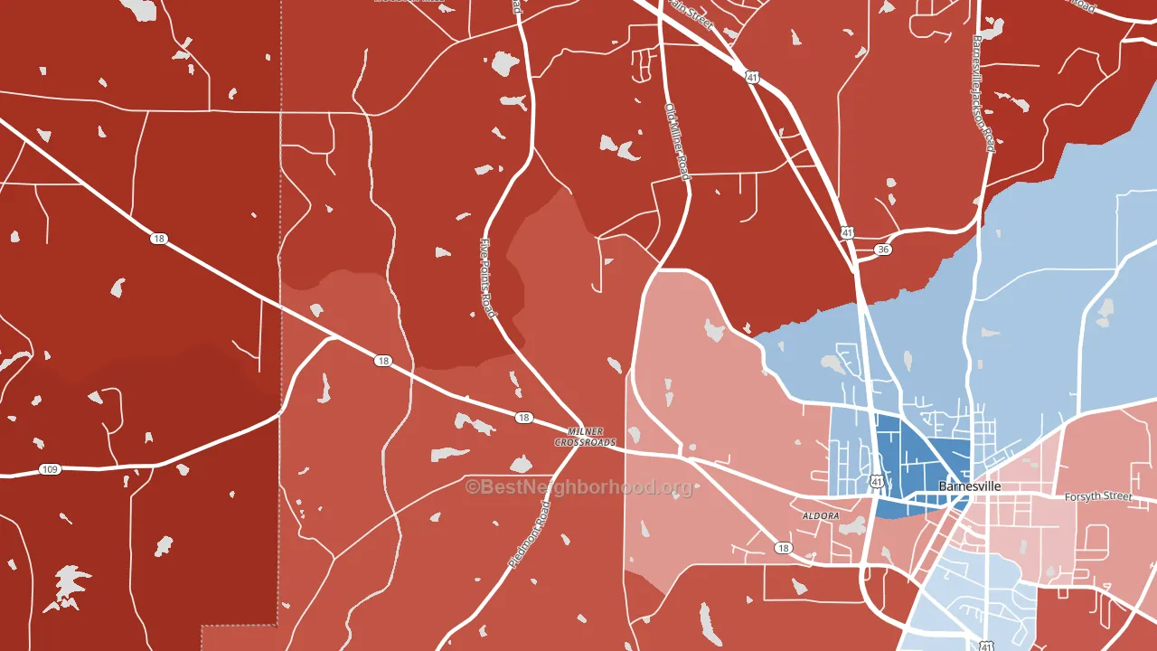 Milner Crossroads, GA block-group political-lean map
