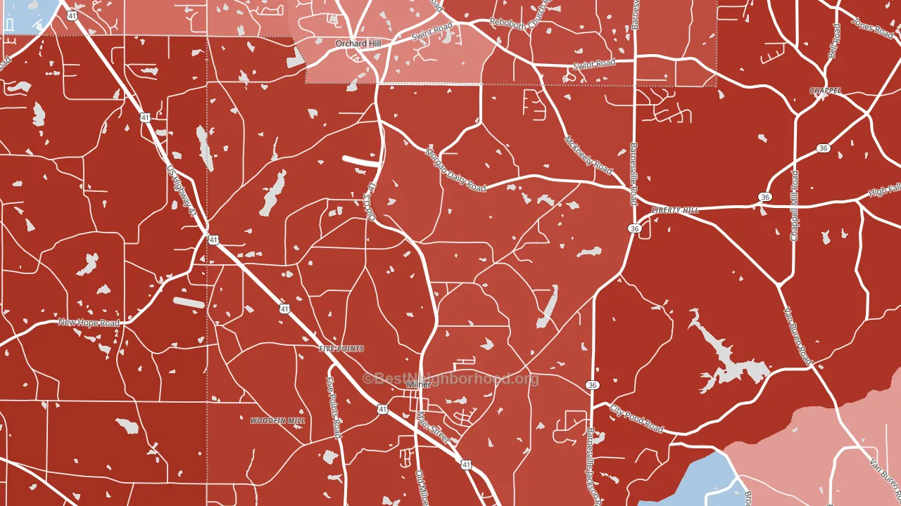 Milner, GA block-group political-lean map