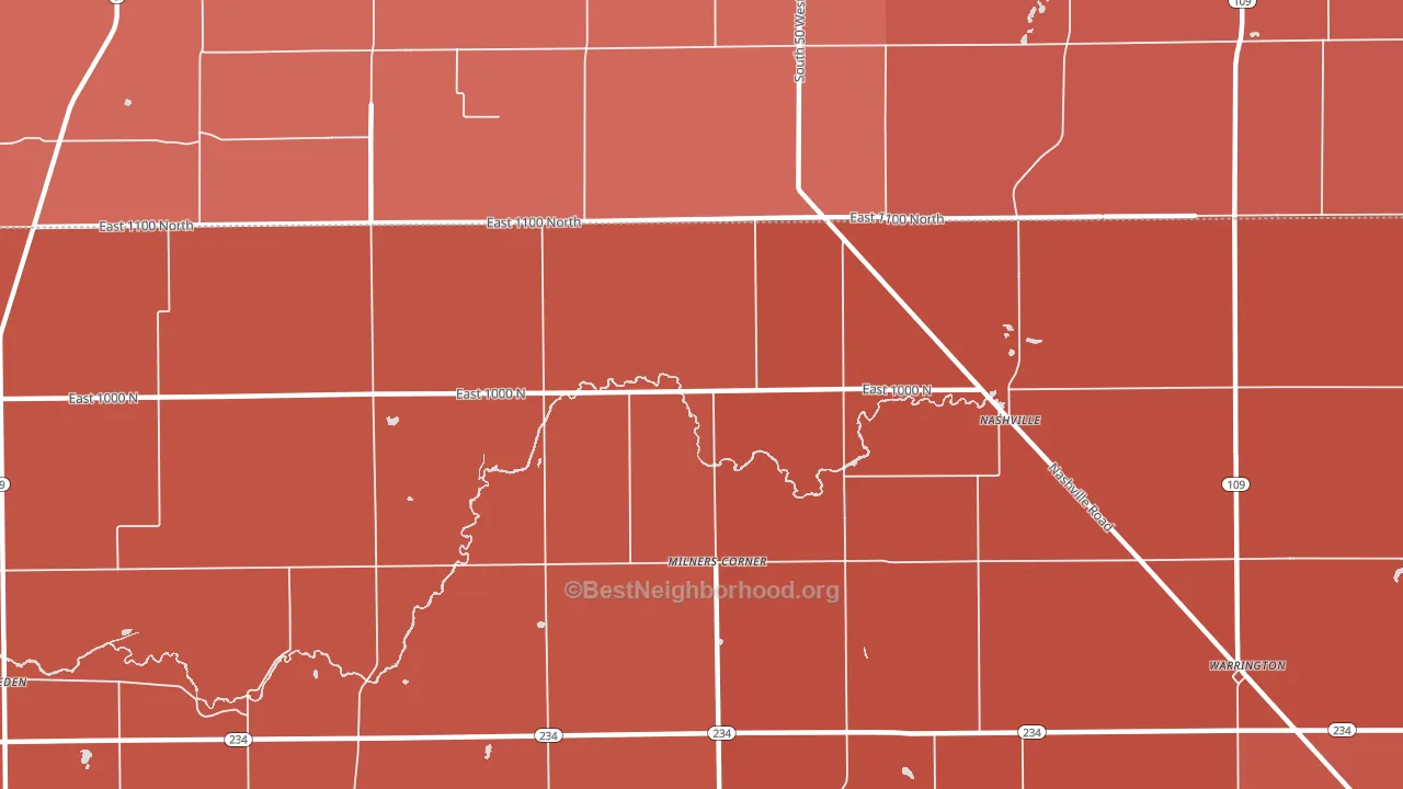 Milners Corner, IN block-group political-lean map