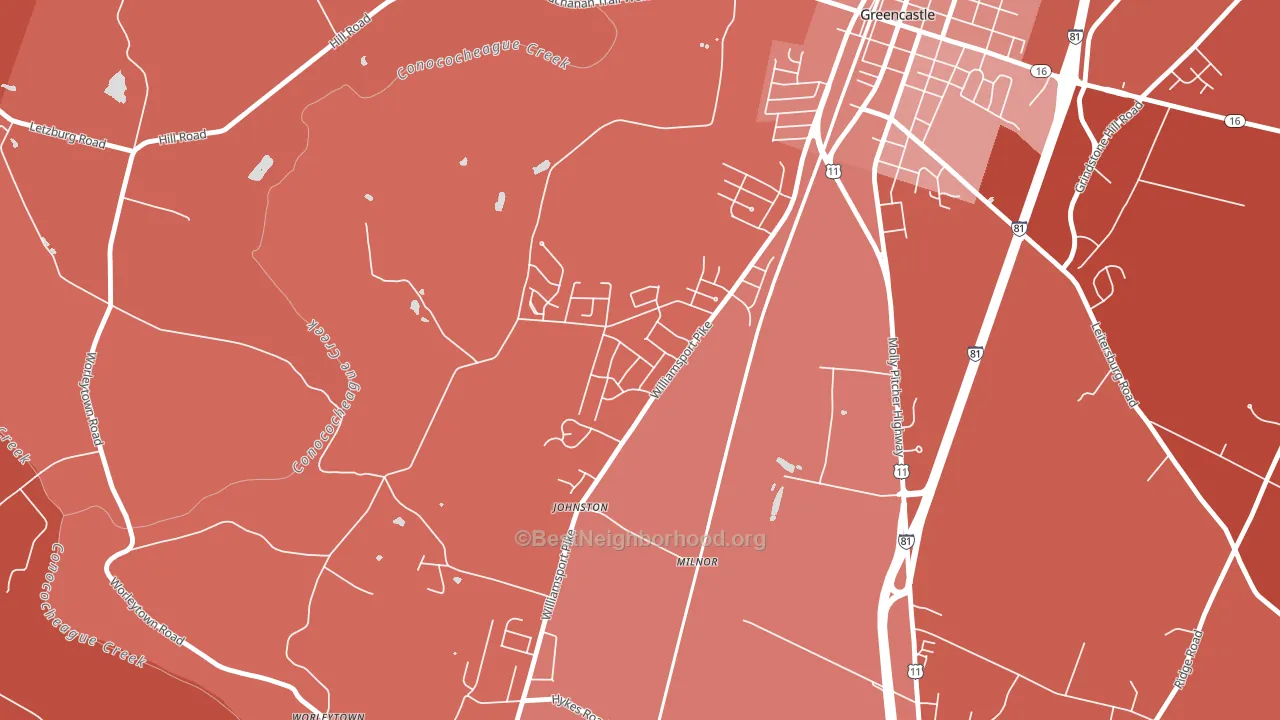 Milnor, PA block-group political-lean map