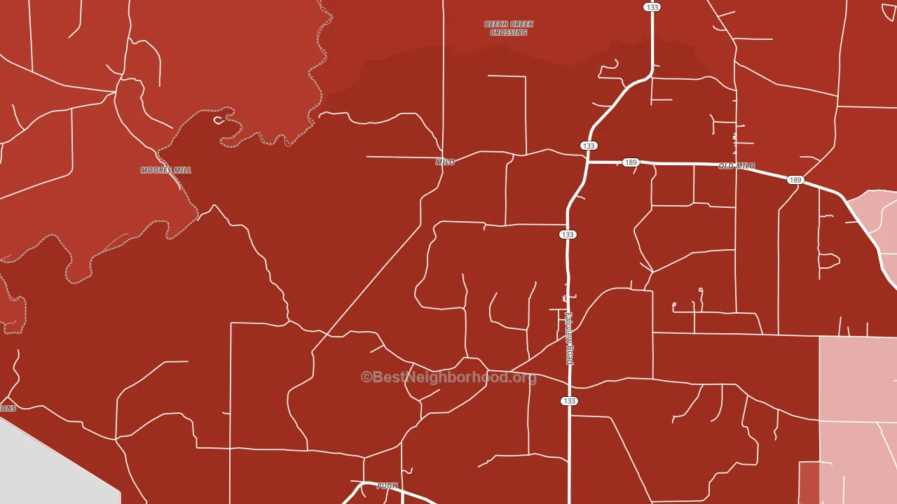 Milo, AR block-group political-lean map