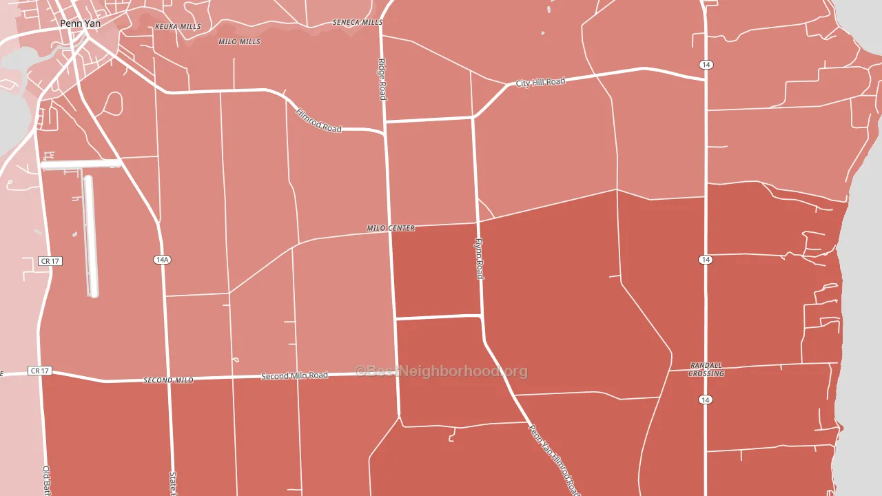Milo Center, NY block-group political-lean map