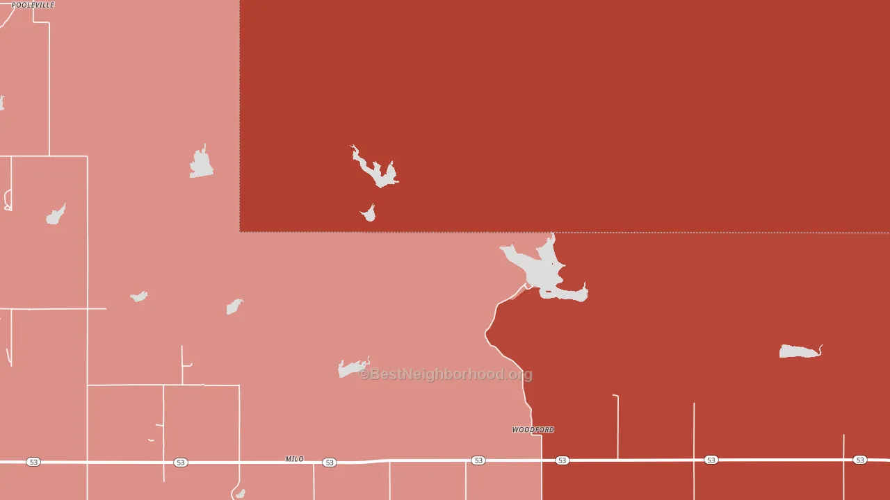 Milo, OK block-group political-lean map