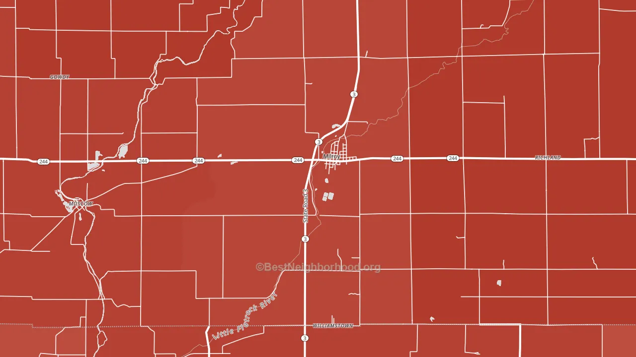 Milroy, IN block-group political-lean map