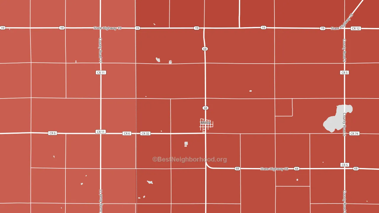 Milroy, MN block-group political-lean map