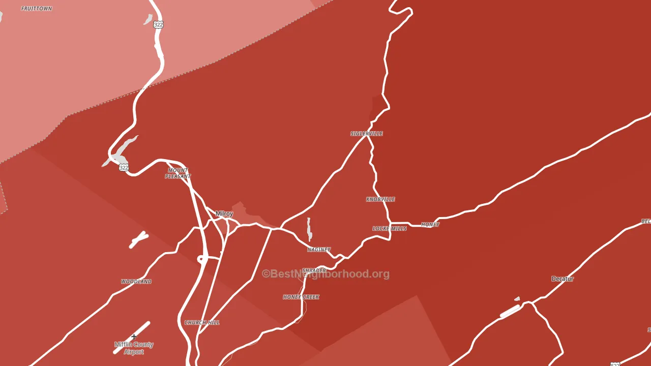 Milroy, PA block-group political-lean map